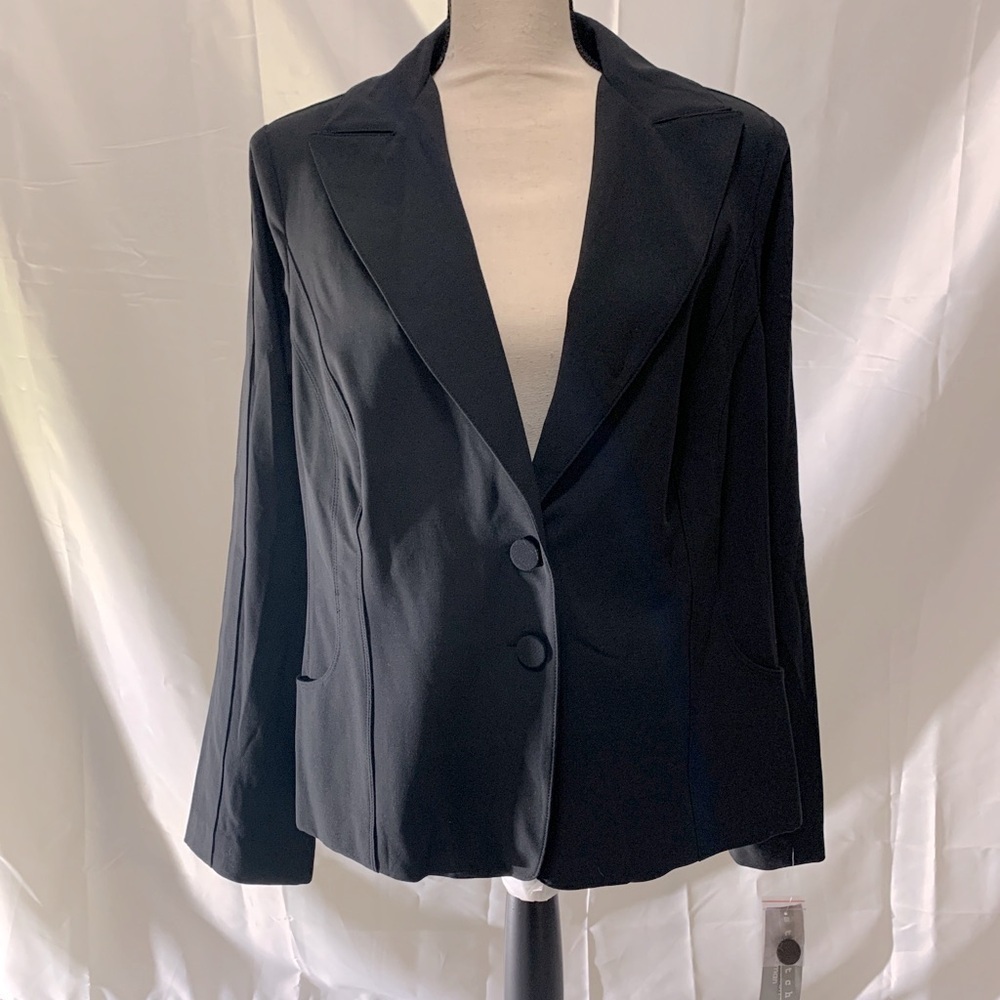 NY collection Black long sleeve V front button-down blazer size 1X